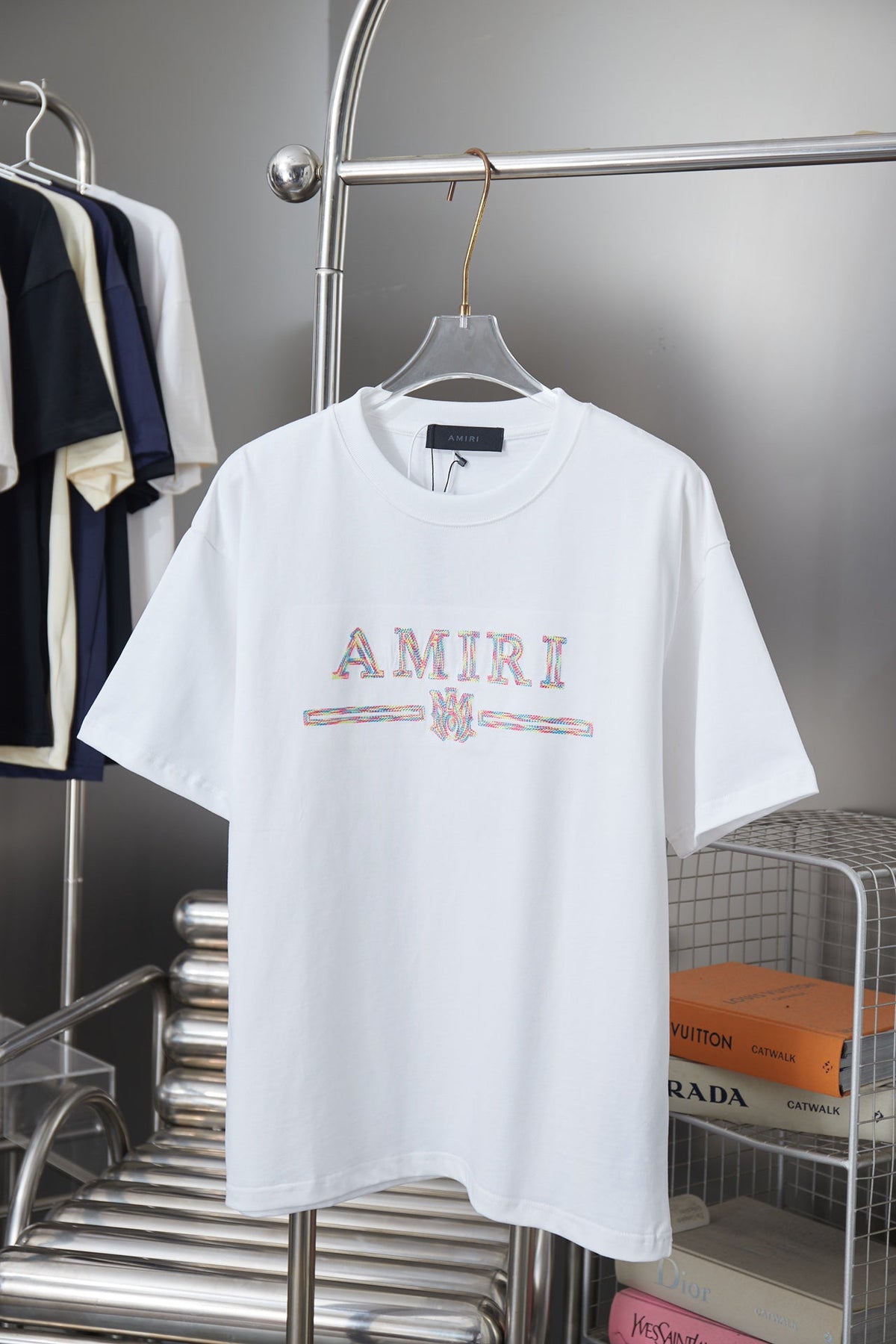 AMIRI Multicolor Collegiate Logo Short‑Sleeve T‑Shirt
