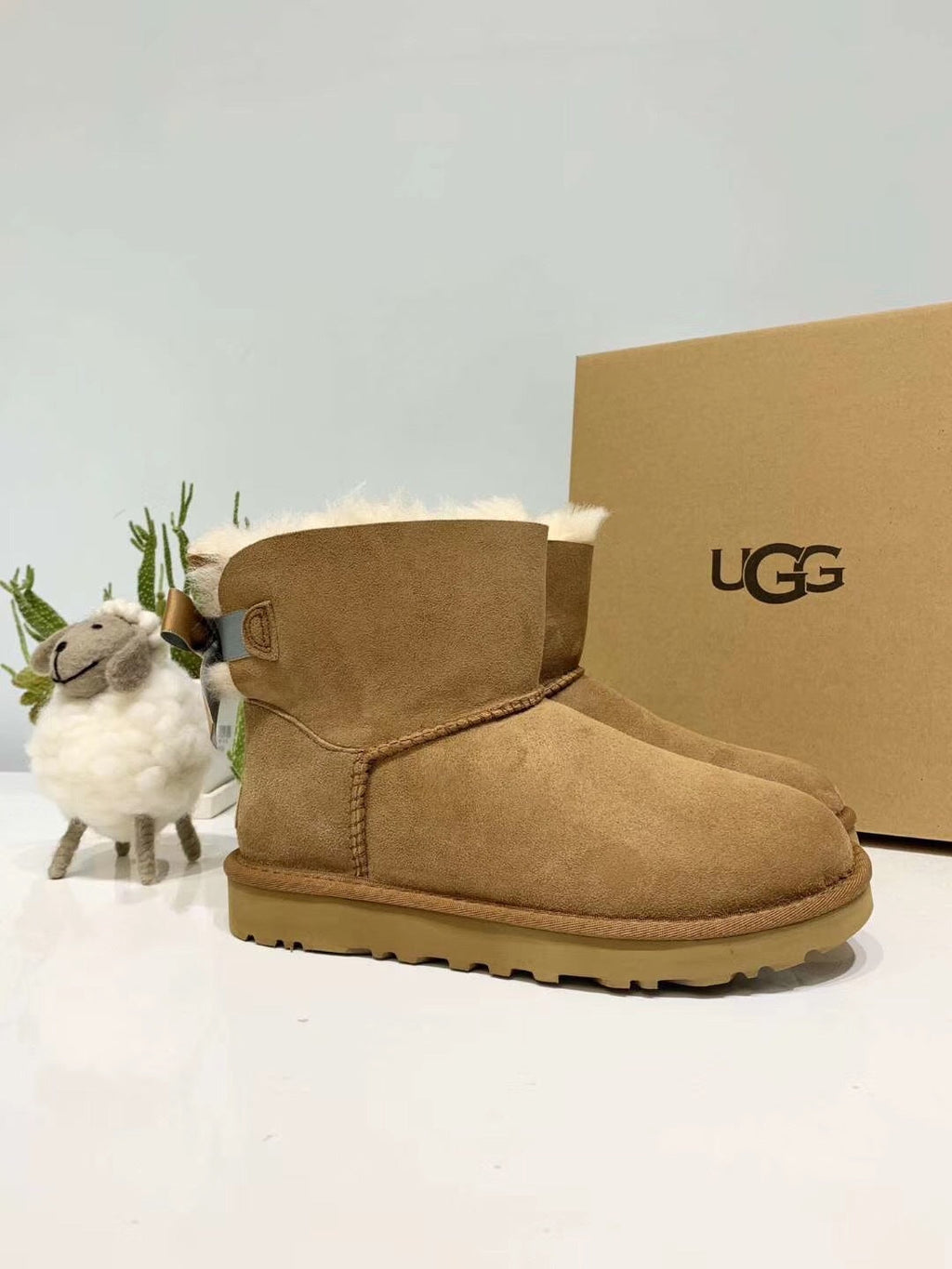 Chestnut Bow Glitter Detail Winter Boots — New Arrival | In Stock