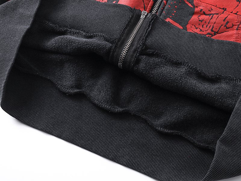 MIXED EMOTION Red Graphic Zip Hoodie